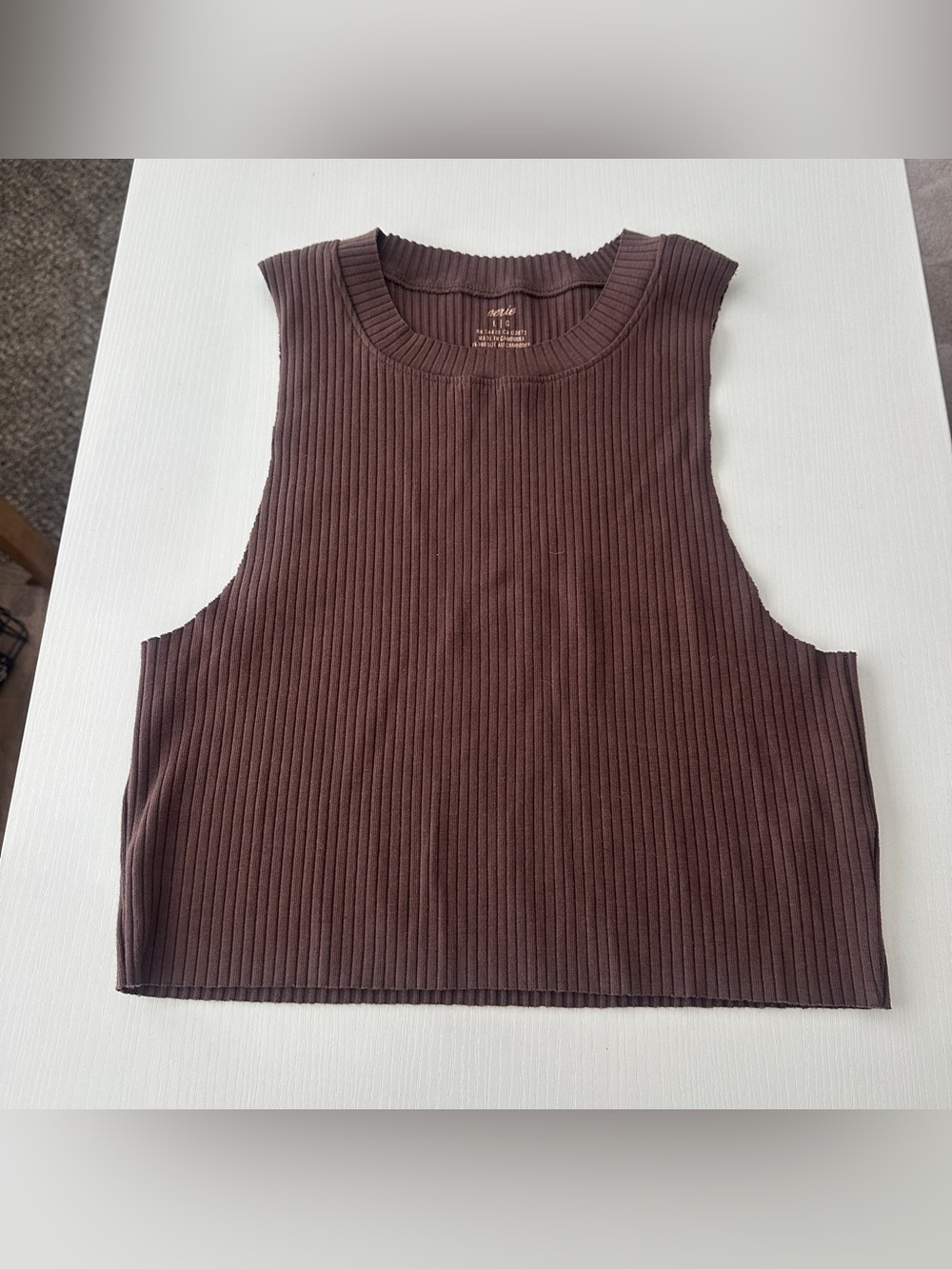 Aerie Brown Ribbed Tank